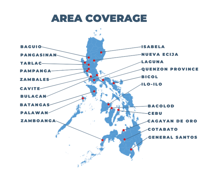 Philippines Map showing service coverage